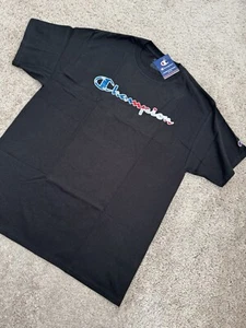 NWT Champion Mens Classic Logo Jersey Tee T-Shirt Short Sleeve Black L - Picture 1 of 5