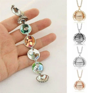 Expanding 4 Photo Locket Necklace Magic Ball Angel Wing Pendant Memorial Gift - Picture 1 of 34