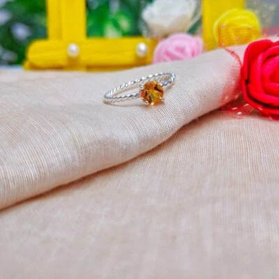 Beauty Citrino Topazio Gemma 925 Argento Sterling Mano Anello Tutti Misura S-44 - Immagine 1 di 4