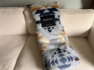 Pendleton Throw Blanket 50” X 70” Blue/Navy/Gold PEAK CANYON SHERPA/FLEECE NWT - Picture 1 of 9