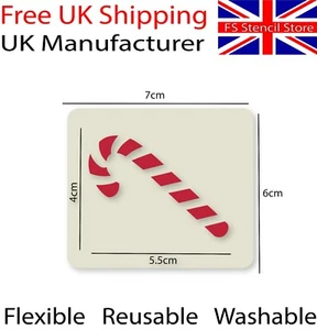 Weihnachten Zuckerstange Basteln Karten basteln Schablone 6cm x 7cm waschbar wiederverwendbar - Bild 1 von 6