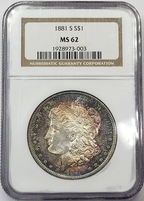 Dólar de plata Morgan 1881 S NGC MS-62 Foto 1 de 4