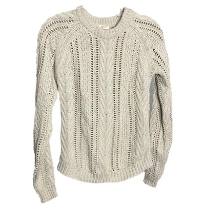 Suéter para mujer Andrea Jovine manga larga ganchillo cuello redondo blanco talla pequeña Foto 1 de 4