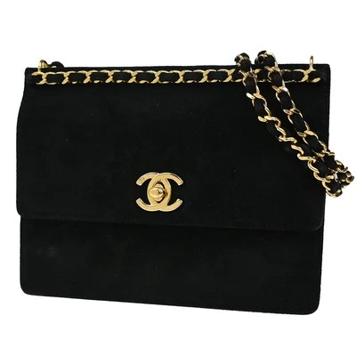 Mini Bolso de Hombro Chanel CC Logo Cadena Terciopelo Cuero Negro GHW De Colección 386RL115 Foto 1 de 4