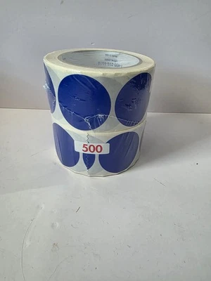 2 Inch Dot Blue Color Code Labels Round 500 Stickers Per Roll Lot Of 2 Rolls - Image 1 of 2