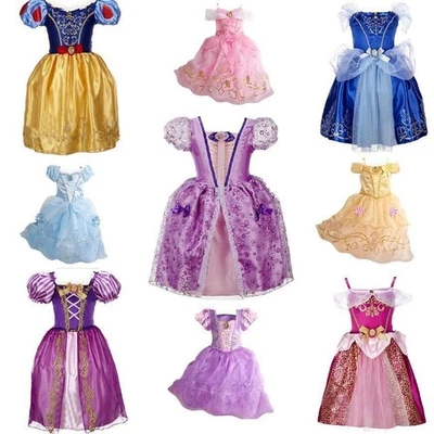 Vestito elegante principessa bambina bambina per cosplay Raperonzolo Belle Cenerentola - Immagine 1 di 4