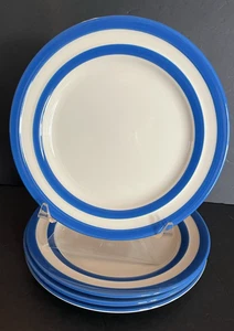 Set 4 T G Green Blue Cornishware Stripe Breakfast Plates England Modern 8.5" - Picture 1 of 4