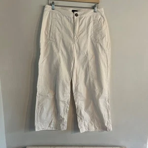Pantalone jeans Phase Eight bianco avorio twill gamba dritta vita alta crop corto 14 - Foto 1 di 12