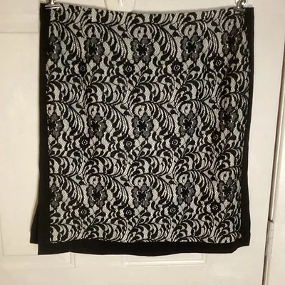 Worthington Mujer 16W Lápiz Falda Recta Encaje Negro Blanco Forrado Cremallera Espalda Nueva Sin Etiquetas Foto 1 de 4