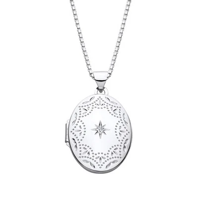 925 Пробы бриллиант комплект узор фото медальон подвеска и цепочка ожерелье - Изображение 1 из 4