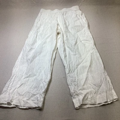 Tahari Pants Women’s Size Medium 100% Linen White Elastic Waistband Classic - Image 1 of 4