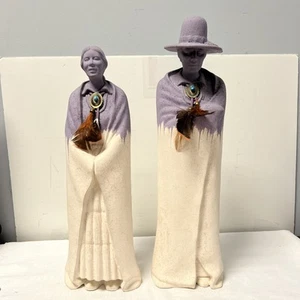 Navajo Man Woman Native American Southwest Statues Figure Hand Painted Un-Signed - Picture 1 of 15