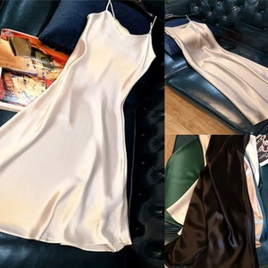 Comfortable Women Satin Dress Loose Fit Fashion Style Suitable For All Seasons - Picture 1 of 13