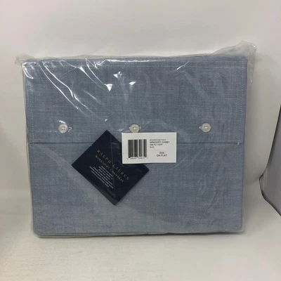 Nueva Camisa de Trabajo Ralph Lauren Home Queen Sábana Plana Azul Cambray Foto 1 de 4