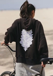 FREE PEOPLE Sprint To The Finish Hoodie Women's Oversized M Black NWT - Picture 1 of 6