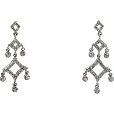 Висячие серьги из белого золота 14 карат с круглыми бриллиантами 1,0 карата - Изображение 1 из 4