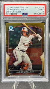 Bowman Draft Jackson Holliday 2023 cromo refractor dorado #/50 Orioles PSA 9 como nuevo - Imagen 1 de 2