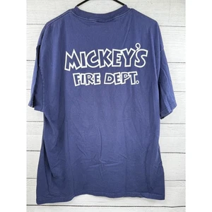 Vtg Walt Disney World Mickey Fire Dept T Shirt Mens XLarge Navy Blue Graphic Tee - Picture 1 of 3