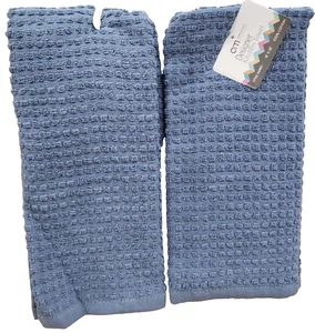 Set of 2 Same Kitchen Woven Textured Towels (16"x26") BLUE COLOR, AM - Picture 1 of 15