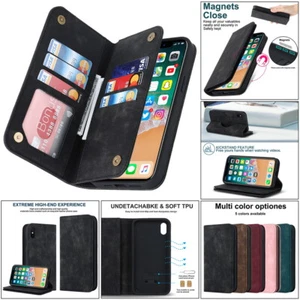 Magnet Flip Leather Wallet Card Slot Case Cover for iPhone X XS Max XR 7 8 SE 11 - Picture 1 of 74