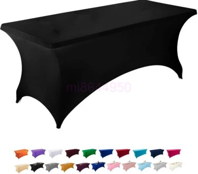 4-8FT Fitted Table Cloth Cover Spandex Stretch White Black Wedding Trestle Table - image 1 of 4
