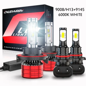 For Jeep Liberty 2008-2012 6000K LED Headlight Hi/Lo + Fog Light Bulbs Combo kit - Picture 1 of 16