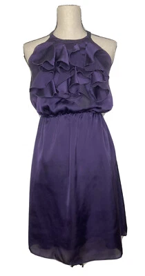 Vestido halter The Limited Event para mujer talla 2 púrpura con volantes NUEVO Foto 1 de 4
