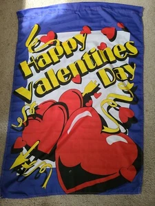 Bandiera da Giardino 28x40 Buon San Valentino Multi Cuore Nylon Maniche 28"x40" Ottima C - Foto 1 di 3