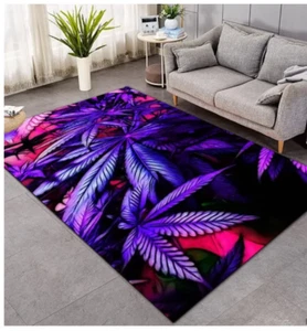 Purple Haze Weed Rug 150CM x 220CM Marijuana Leaves Carpet - Bild 1 von 3