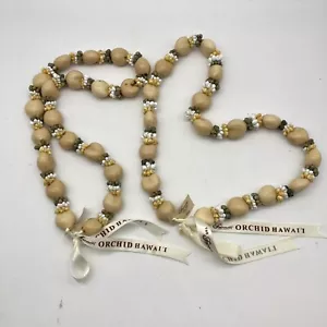 NUOVA collana noce Kukui Lei perline Fairmont Frutteto Hawaii vintage hawaiana - Foto 1 di 11