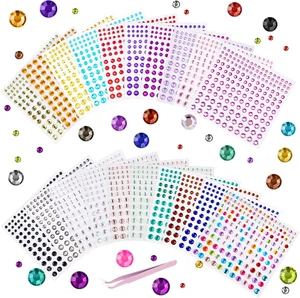 Rhinestone Stickers 3300Pcs Pearl Gems 20 Sheets 2Mm-6Mm Self-Adhesive Crystal - Picture 1 of 12