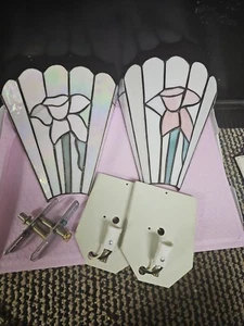 Pair of Glass And Soldered Slip Cover Electric Wall Sconces - Picture 1 of 13