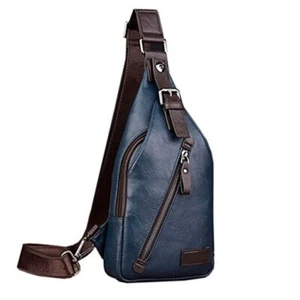 Leather Sling Bag Crossbody Backpack Daypack for Men Women Outdoor #23blue(pu) - Picture 1 of 8