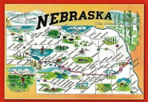 Postcard Nebraska State Map Greetings from the Cornhusker State Unused NrMINT - Imagen 1 de 1
