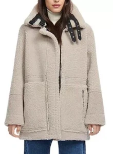 HiSO V8508 Black/Beige Dez Reversible Shearling Coat Womens Size XS - Picture 1 of 5