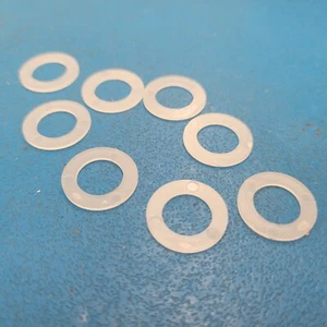 PLAIN WHITE FLAT WASHERS 3/8" HOLE X 5/8" OD  X  .032 NYLON  - 150 PIECES - Picture 1 of 1