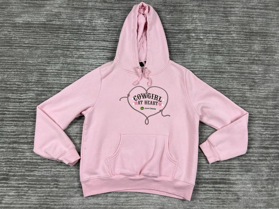 John Deere Hoodie Juniors Large 11/13 Pink Cowgirl at Heart Sweatshirt  Casual - Image 1 of 4