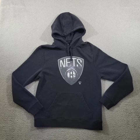 Brooklyn Nets Hoodie Mens Large Black Pullover Sweatshirt Sportswear Logo NBA Cover