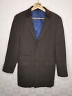 Męski wełniany długi płaszcz Moss Bros tweed/kratkę w stylu kratki 36" klatka piersiowa