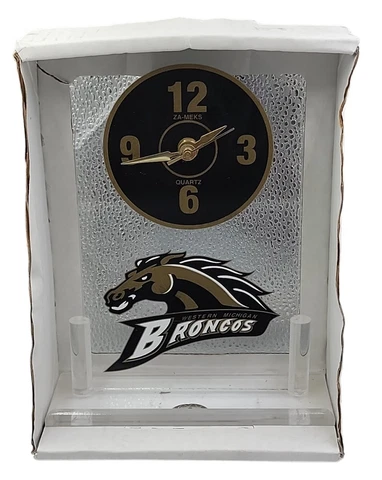 Denver Broncos Logo Desk  Clock Clear Acrylic - Man Cave Office Decor New Cover