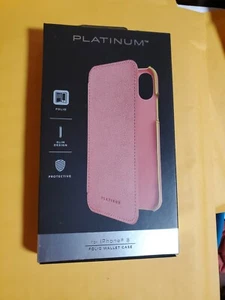 Platinum - Folio Wallet Case cover for Apple iPhone X and XS 5.8" Deep Pink - Picture 1 of 5