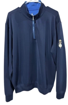 Pulôver de golfe masculino F&G Tech 1/4 zíper manga longa moletom tamanho XL azul - Imagem 1 de 4