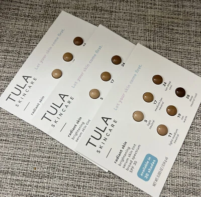 Suero iluminador de piel radiante Tula 3 unidades tinte de piel FPS 30 6 tonos tarjeta de muestra E5 Foto 1 de 4