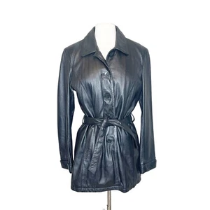 Gabardina vintage Y2K Wilson's de cuero talla mediana negra forrada con aislamiento 3M - Imagen 1 de 9