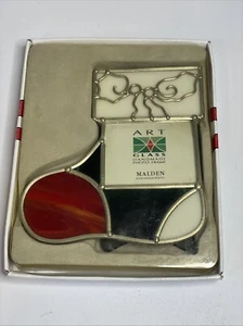Marco de fotos de medias de vidrio artístico hecho a mano nuevo en caja - Imagen 1 de 6