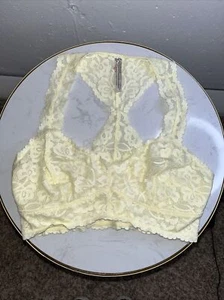 Intimately Free People Yellow Lace Bralette Bra Size Small Racerback F5 - Picture 1 of 7