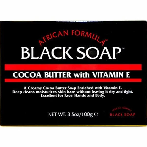 African Formula Black Soap Cocoa Butter Vitamin E Jabon Negro Manteca de Cacao - Picture 1 of 2