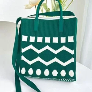 High-capacity Hand-woven Bag Geometric Pattern Tote Bag Mid-autumn Festival - Picture 1 of 19