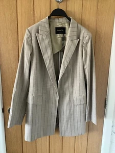 BNWT Massimo Dutti Beige Striped Wool Blend Blazer Jacket Size 12/40 - Picture 1 of 6