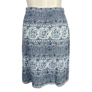 Talbots blau bedruckter Rock zum Anziehen dehnbar Medaillondruck modale Größe small - Bild 1 von 9